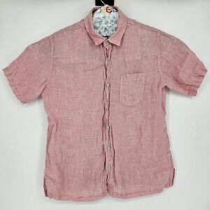 Tori Richard Shirt Mens XL Linen Button Up‎ Short Sleeve Pink Casual Preppy